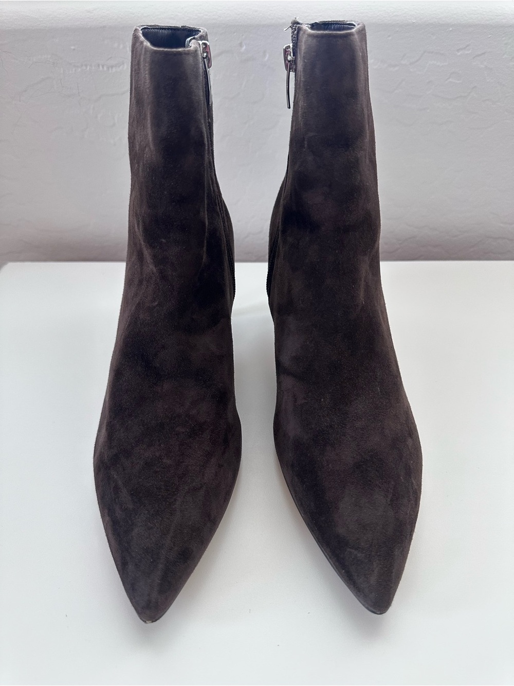 Mark Fisher Suede Pointed-Toe Ankle Booties in Dark Brown Size 9.5 - Picture 4 of 8